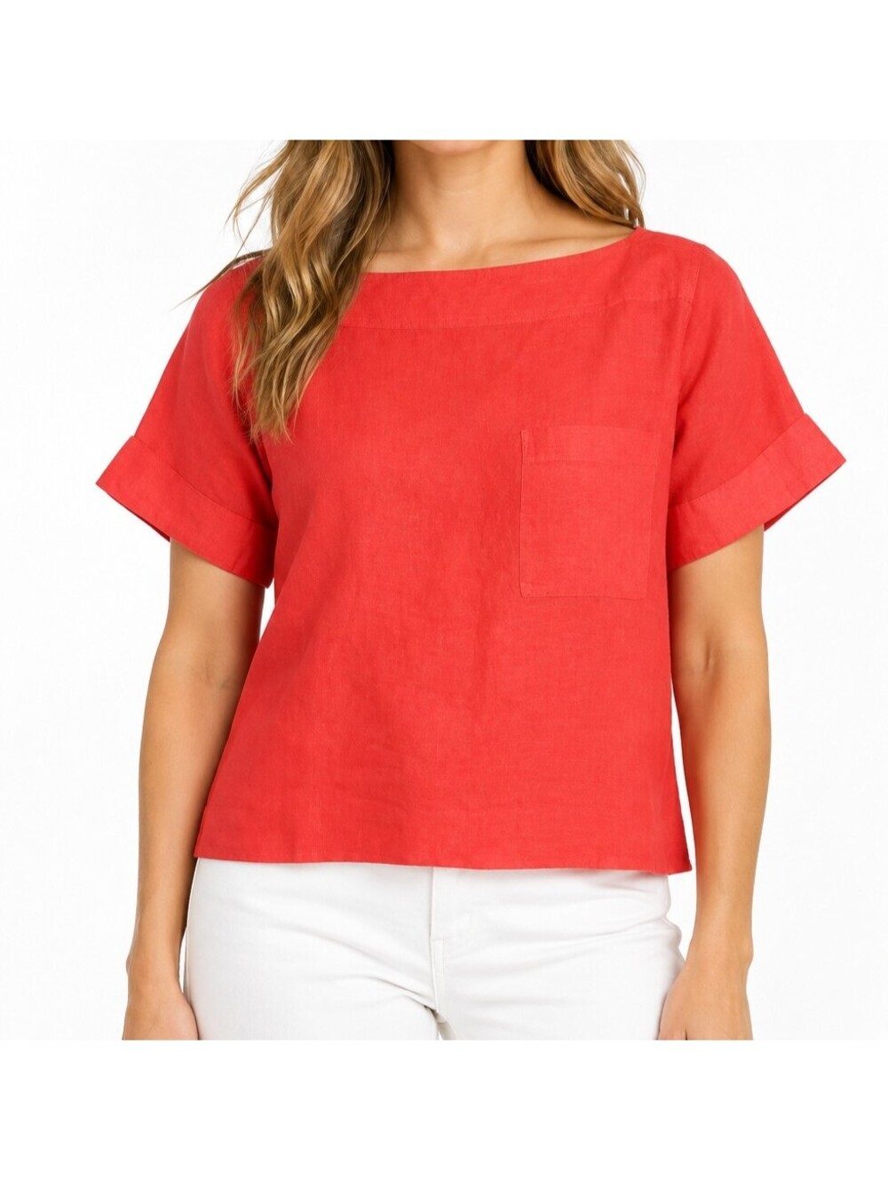 J.Crew Boatneck Tee Linen California Poppy XXS NWT $98